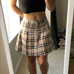 Beige Plaid Skirt